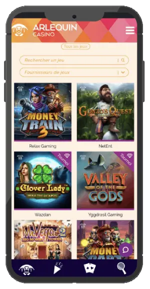 Version mobile et application Arlequin Casino