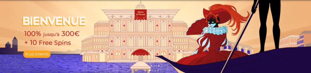 Bannière du bonus de bienvenue sur Arlequin Casino