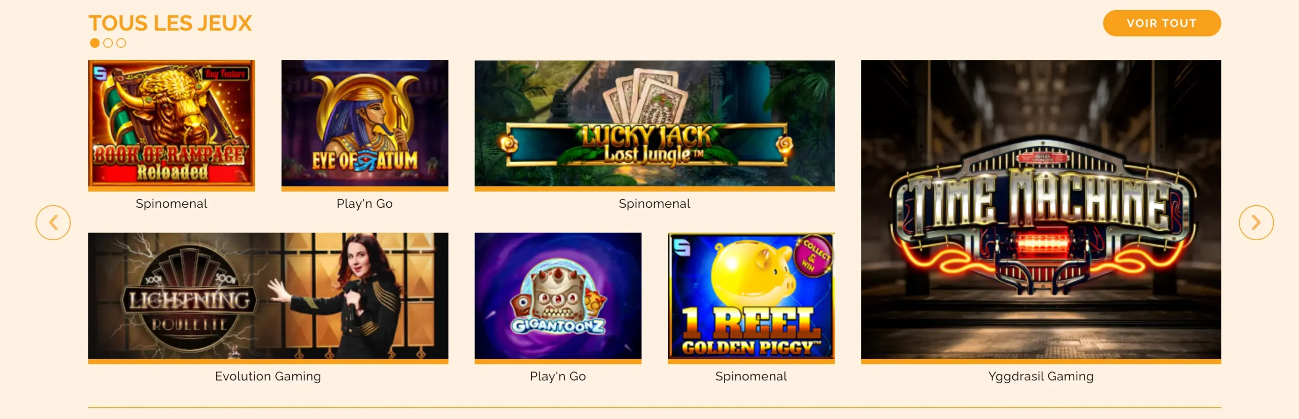 Jeux disponibles sur Arlequin Casino