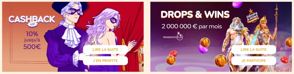 cashback disponible en jouant au casino en direct sur Arlequin Casino